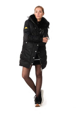Women's black parka with raccoon fur - Image n°2