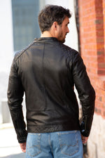 Timeless biker jacket in sheep leather, tailored for larger frames. - Image n°2