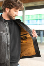  Men's lambskin leather biker collar jacket - Image n°4