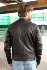  Men's lambskin leather biker collar jacket - Image n°2