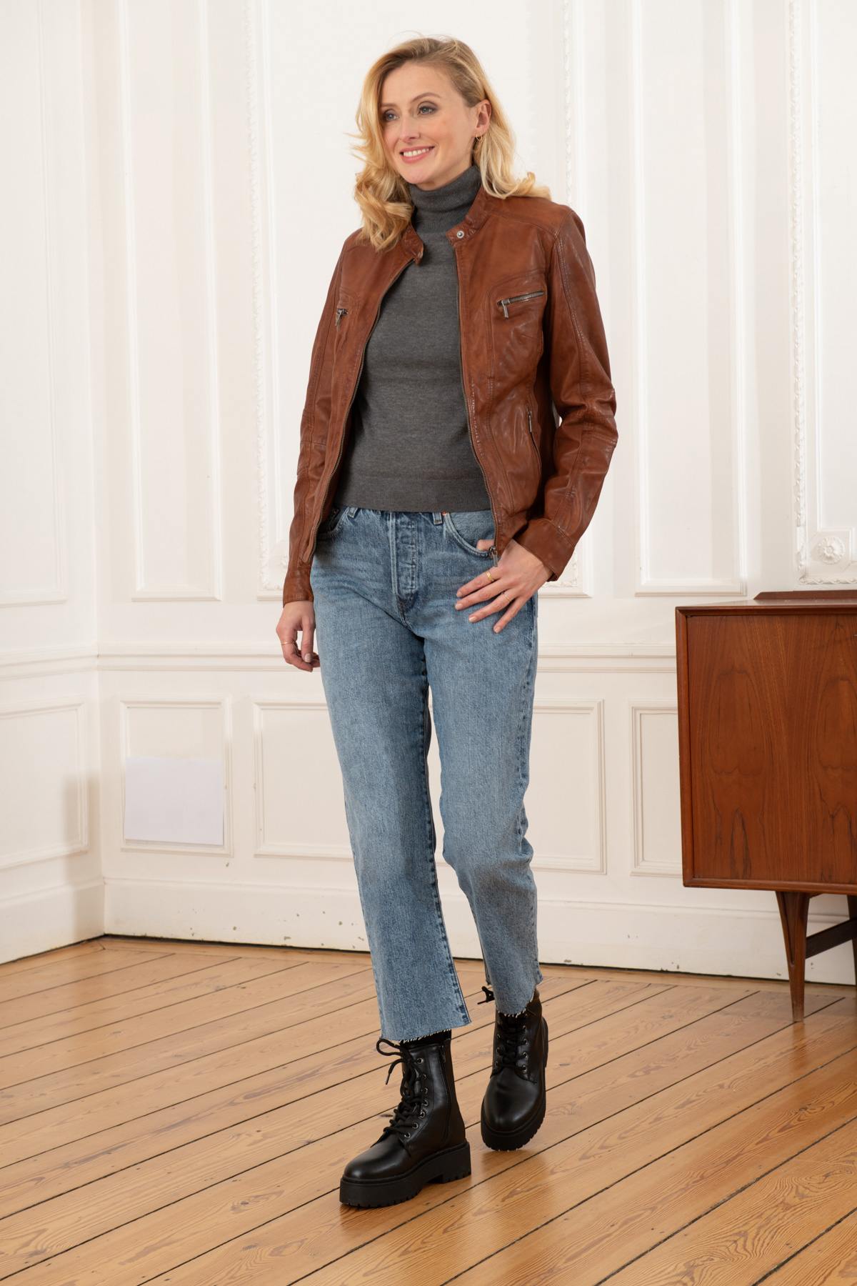  Women's biker collar jacket - Image n°2