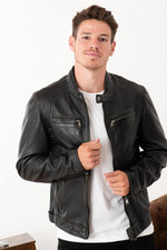 Daytona's black lambskin jacket, slim-cut for a timeless biker style. - Image n°1