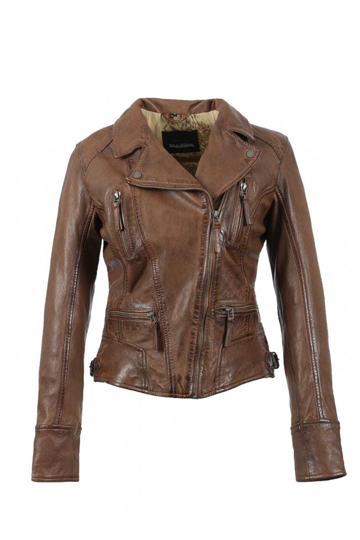 Aged cognac sheep leather, slim biker jacket: Oakwood's CAMERA 507. - Image n°14