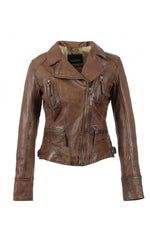 Aged cognac sheep leather, slim biker jacket: Oakwood's CAMERA 507. - Image n°14