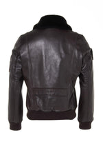 Brown RAFAL YCON aviator jacket in lambskin leather, removable collar. - Image n°10