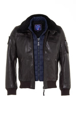 Brown RAFAL YCON aviator jacket in lambskin leather, removable collar. - Image n°3