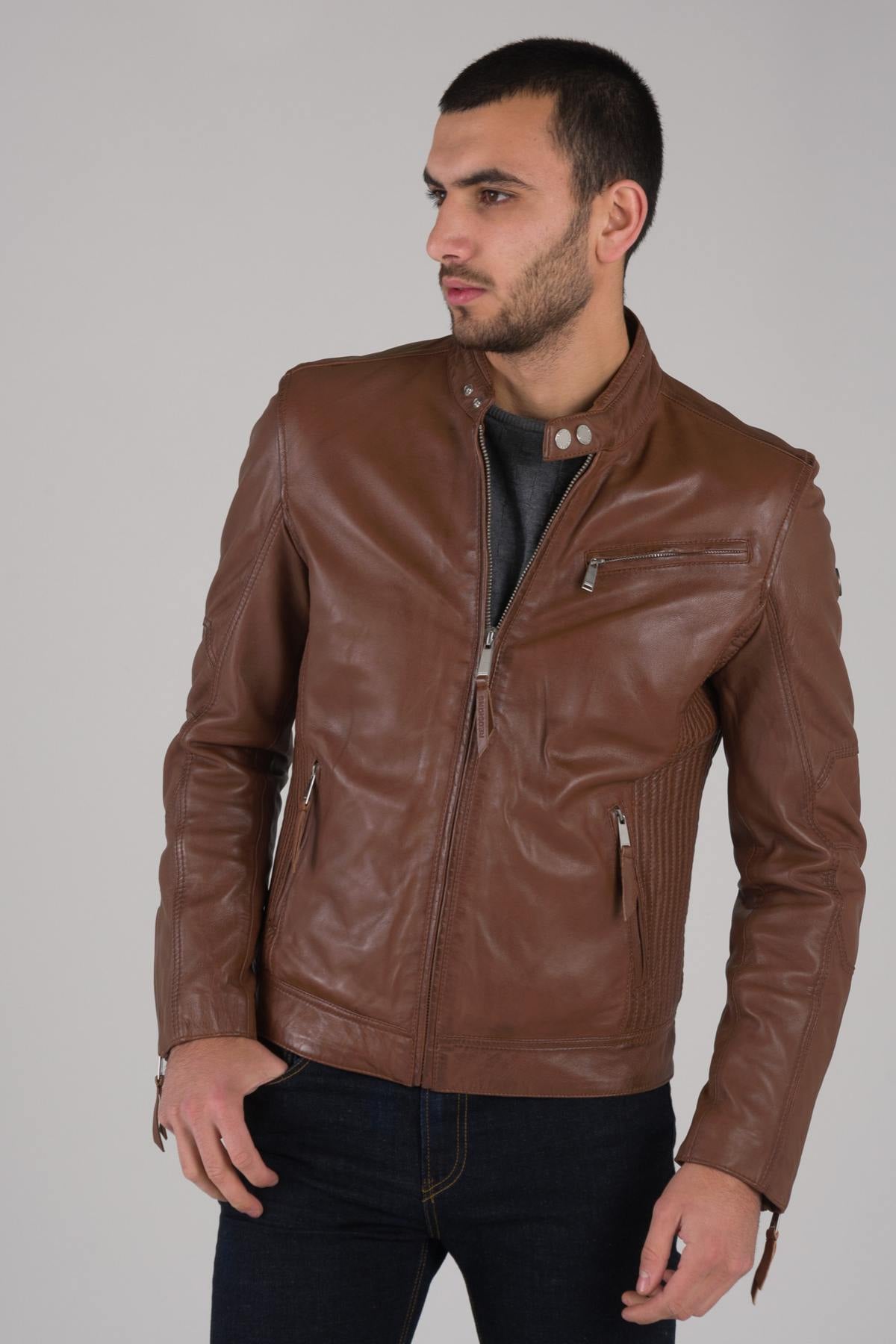 Redskins' lambskin jacket: slim fit, moto details, autumn-ready. - Image n°1