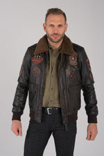 aviator type jacket in cowhide leather - Image n°3