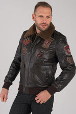 aviator type jacket in cowhide leather - Image n°1