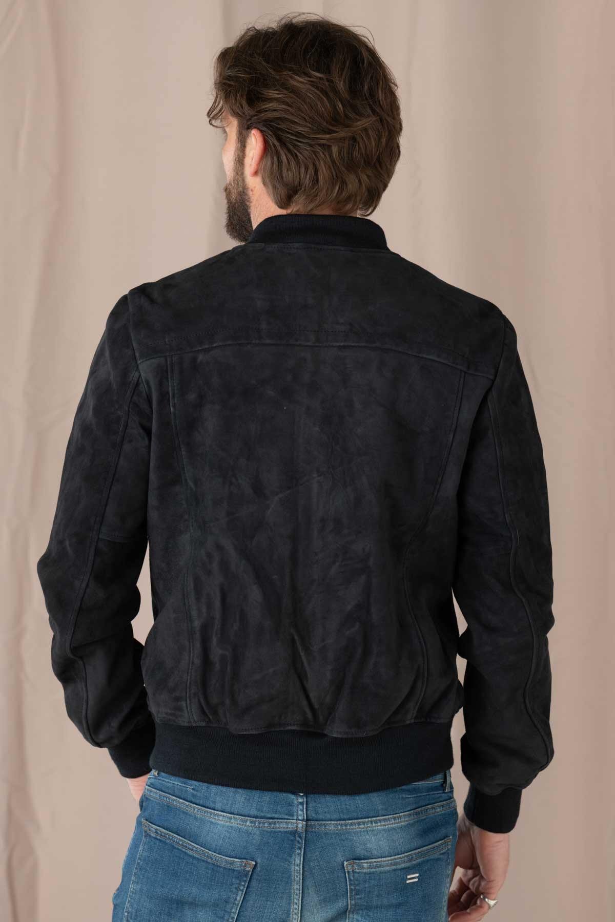 A goatskin jacket with suede finish, teddy collar, and ribbed details. - Image n°2