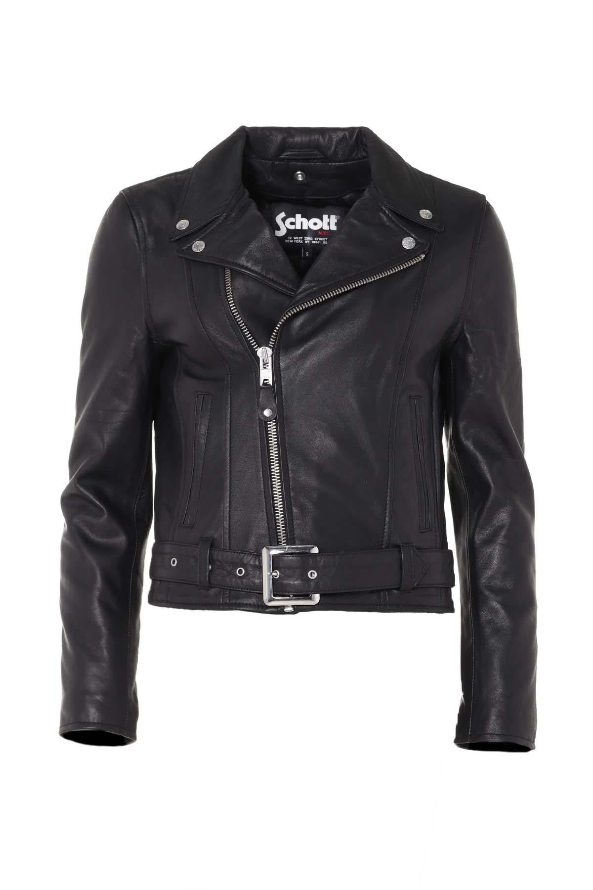Schott's LCW8618 Black: a women's Perfecto in supple lambskin nappa. - Image n°3