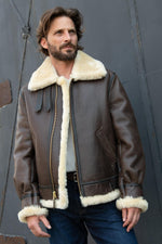 Heavyweight shearling bomber by Schott, USA-made for warmth and style. - Image n°1