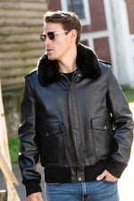 Schott's 184SM Black: A-2 jacket in naked cowhide. Fleece liner. - Image n°14