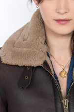 Women's Cordovan Shearling Bomber Jacket - Image n°5