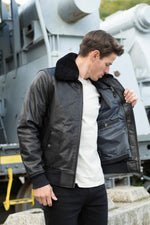 LC1380 Black by Schott-thick cowhide, shearling collar, zip-out liner. - Image n°6