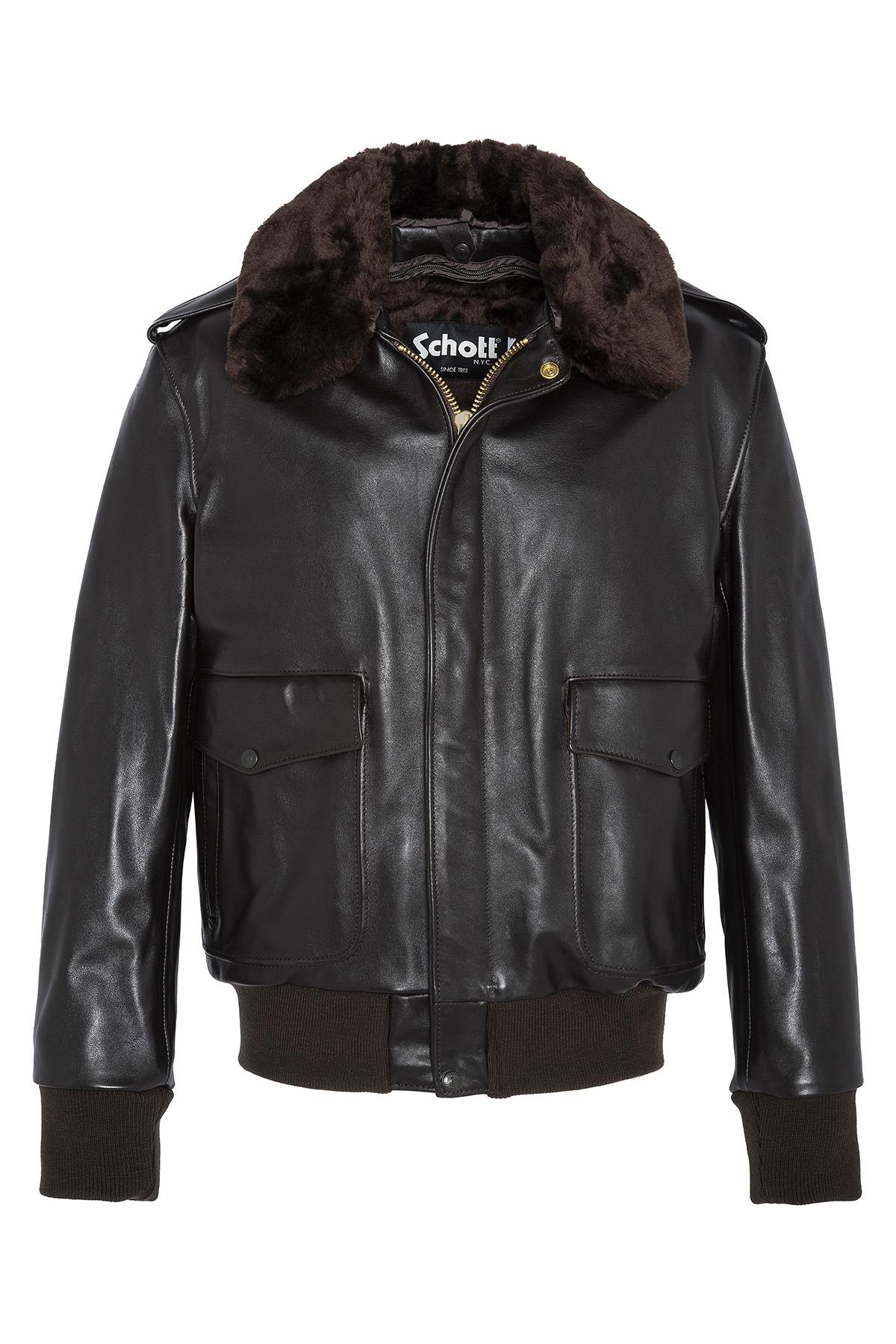 The Schott 184SM Brown A-2 jacket in supple cowhide. Made in the USA. - Image n°2