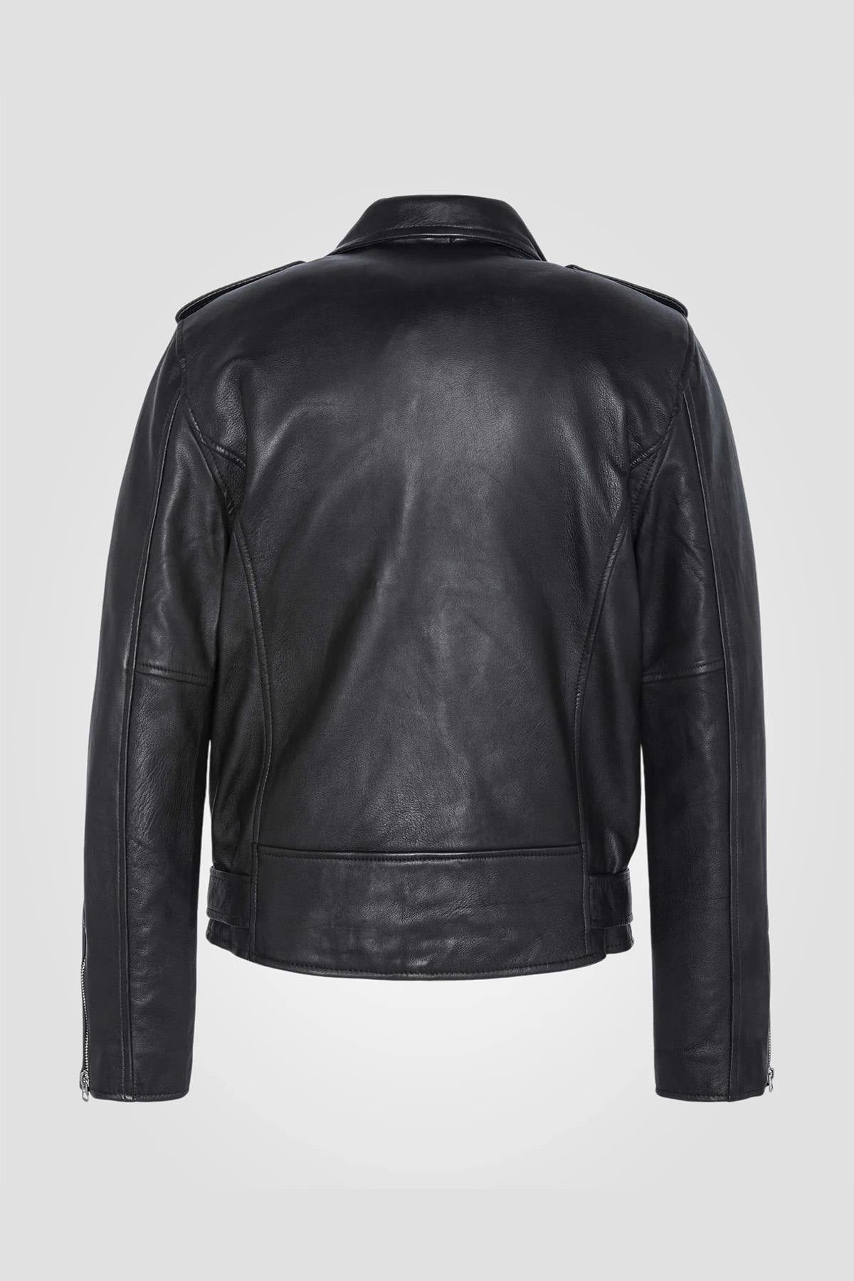 Men's black leather perfecto - Image n°6