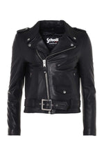 Slim-fit black lambskin leather jacket from Schott, biker-inspired. - Image n°3