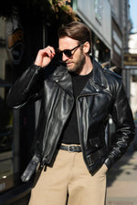 Men's black cowhide leather perfecto - Image n°2