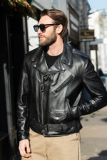 Men's black cowhide leather perfecto - Image n°7