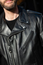 Men's black cowhide leather perfecto - Image n°5
