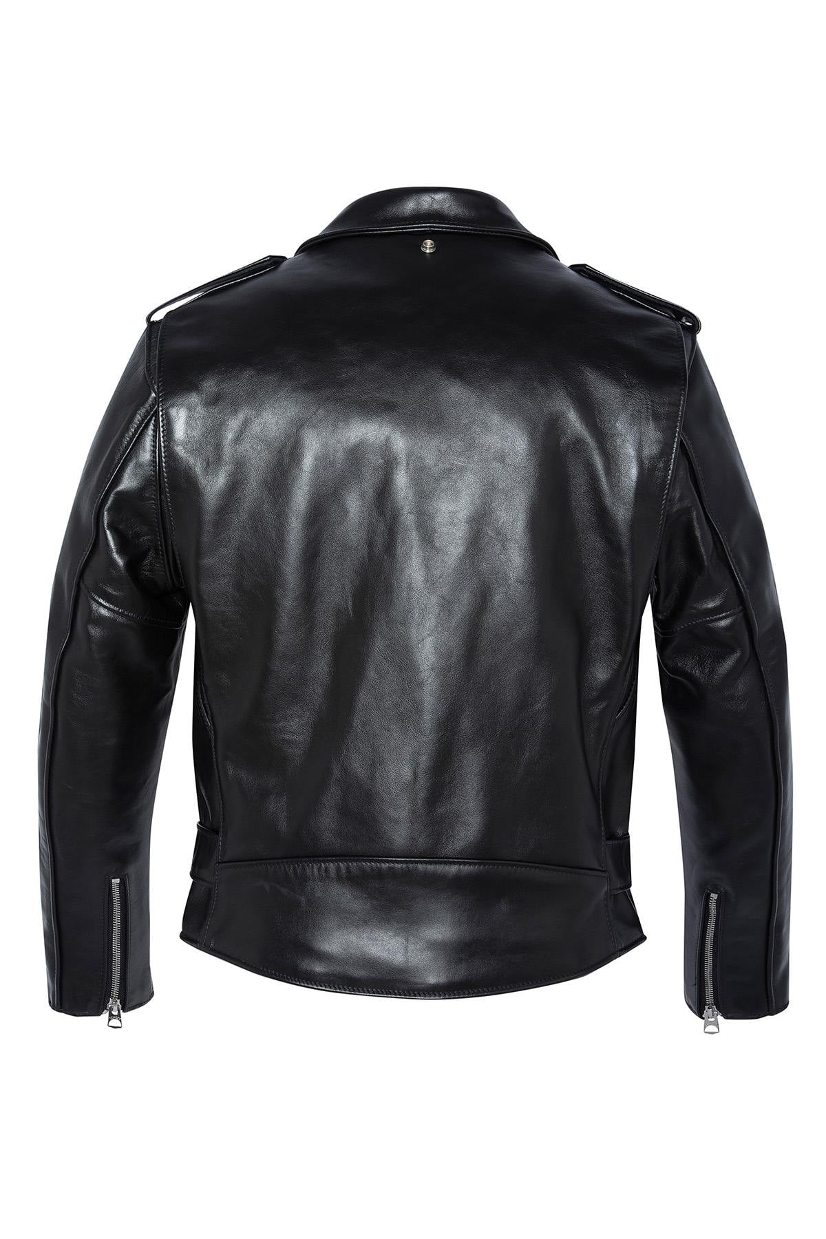 Schott 618HH Black: glossy horsehide leather, carefully made in the USA. - Image n°4