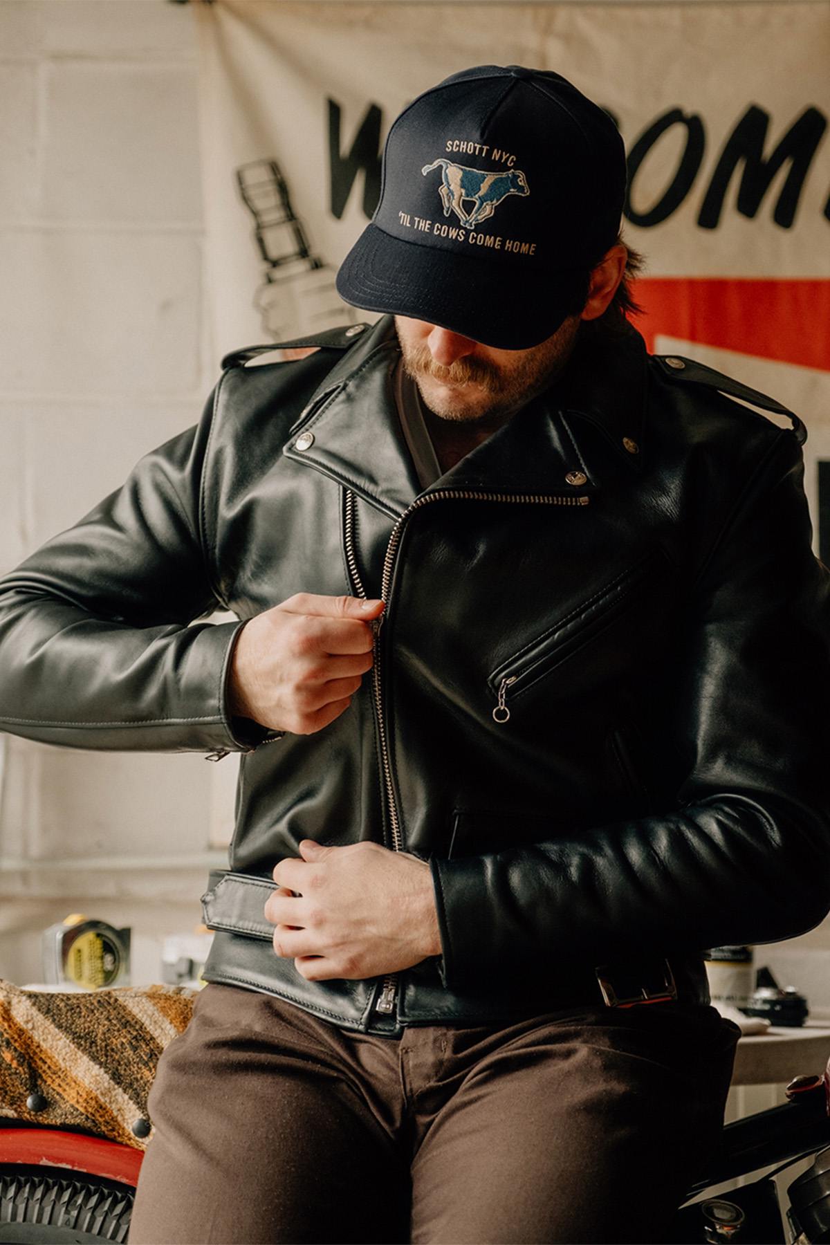 Schott men's perfecto in black cowhide leather - Image n°5