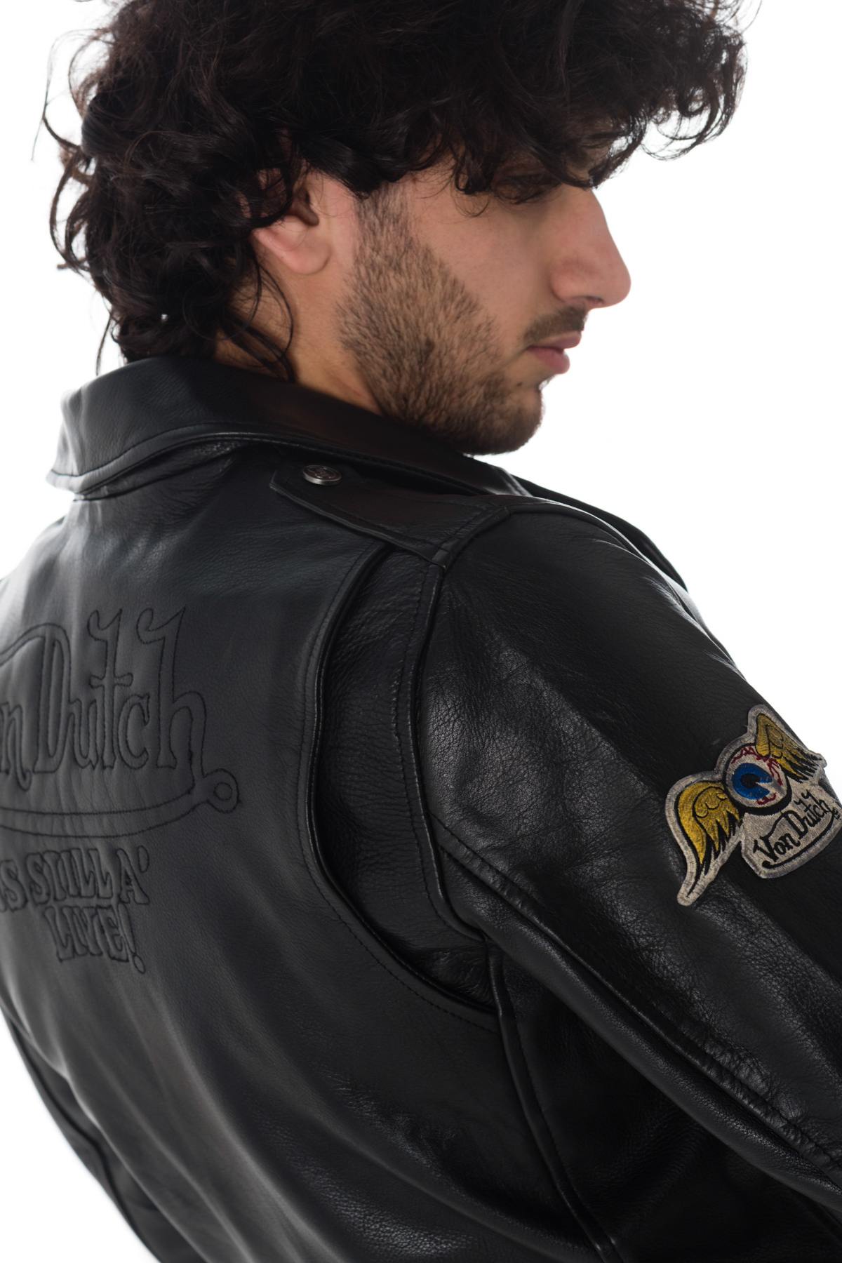 Patched vintage rock Biker Jacket - Image n°9