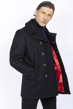 SCHOTT men's updated wool pea coat - Image n°1