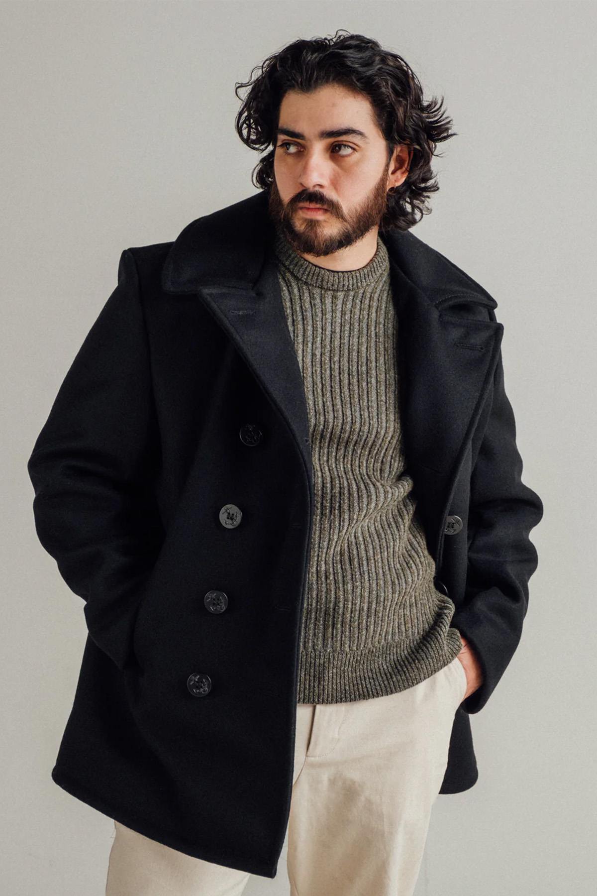 Genuine SCHOTT navy men's pea coat - Image n°6