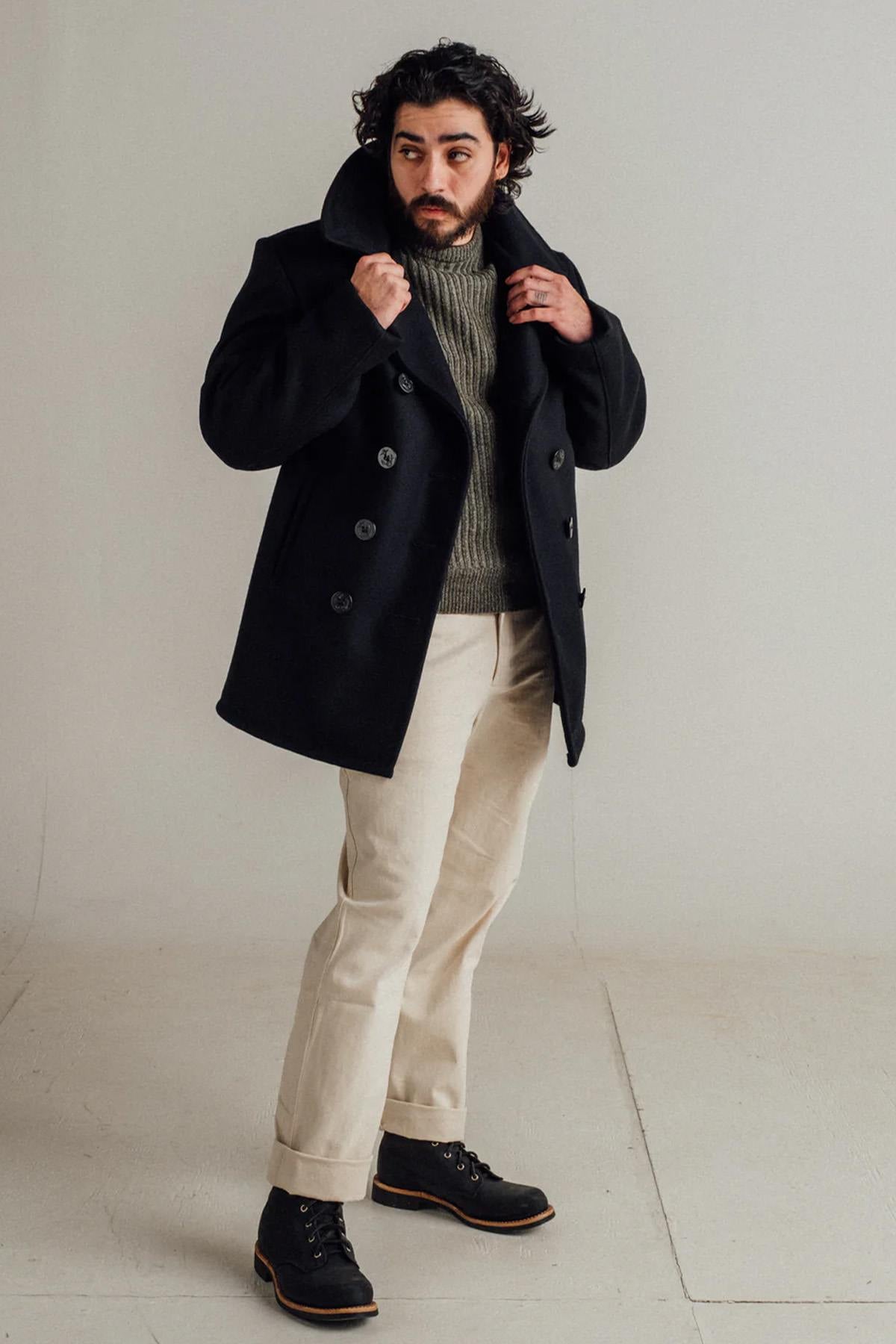 Genuine SCHOTT navy men's pea coat - Image n°5