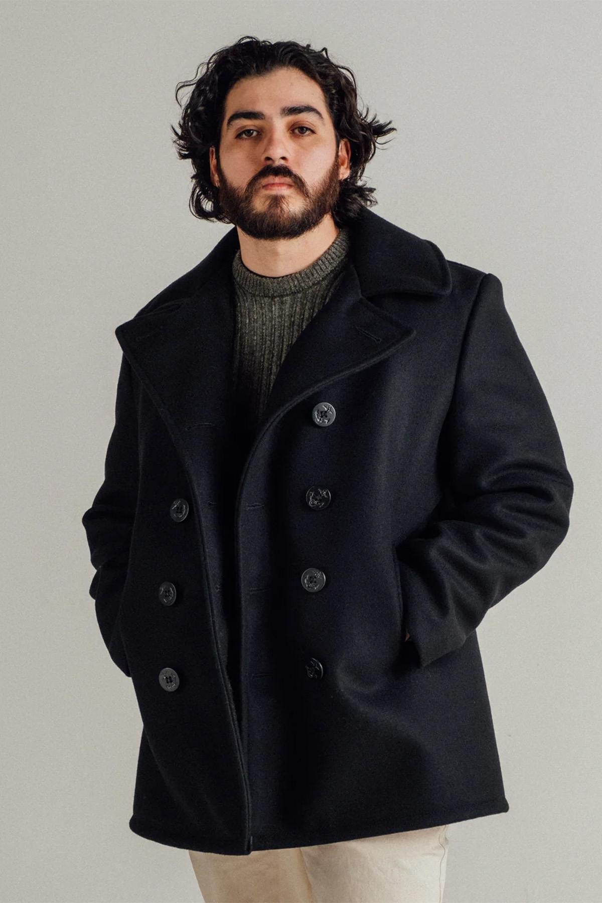 Genuine SCHOTT navy men's pea coat - Image n°3