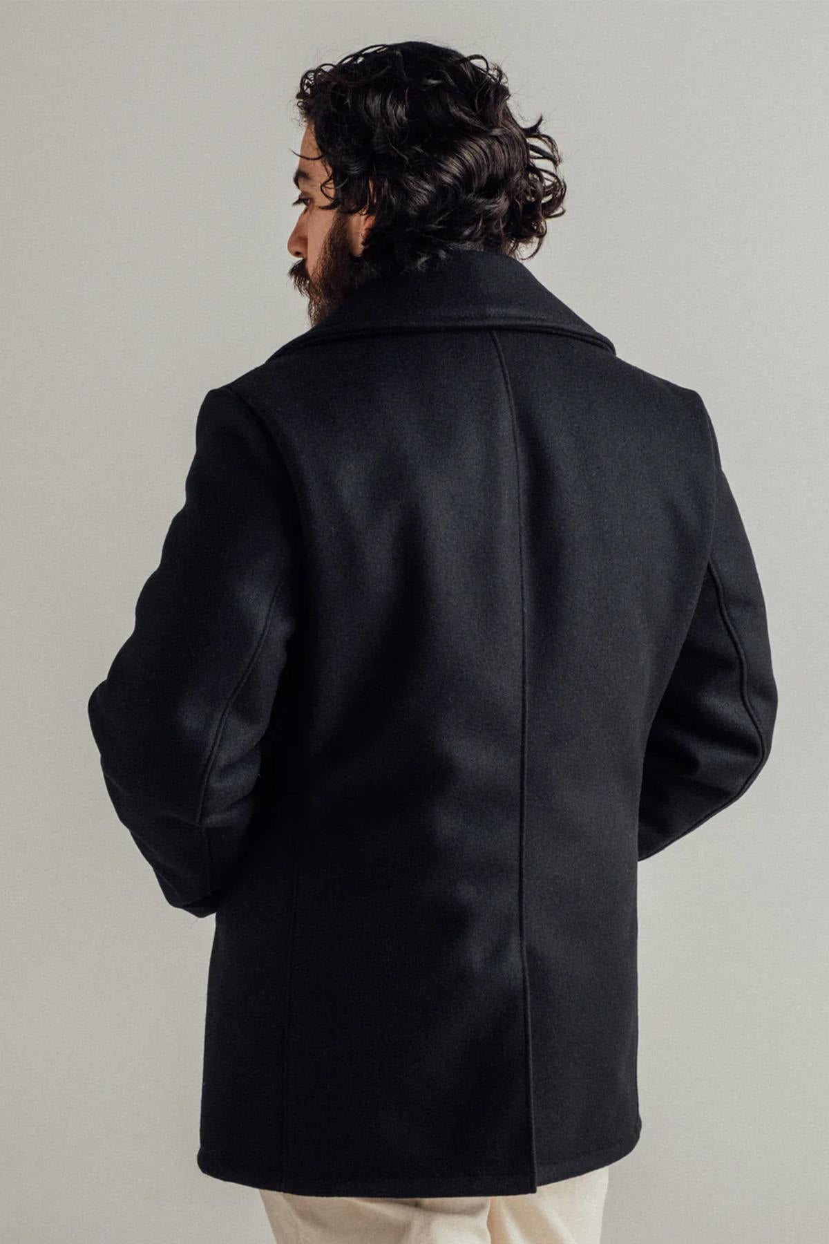 Genuine SCHOTT navy men's pea coat - Image n°4