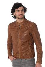Cognac McQueen leather jacket - Image n°4