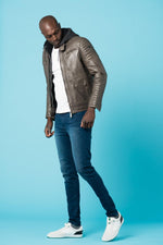 Leather jacket with hood - Image n°2