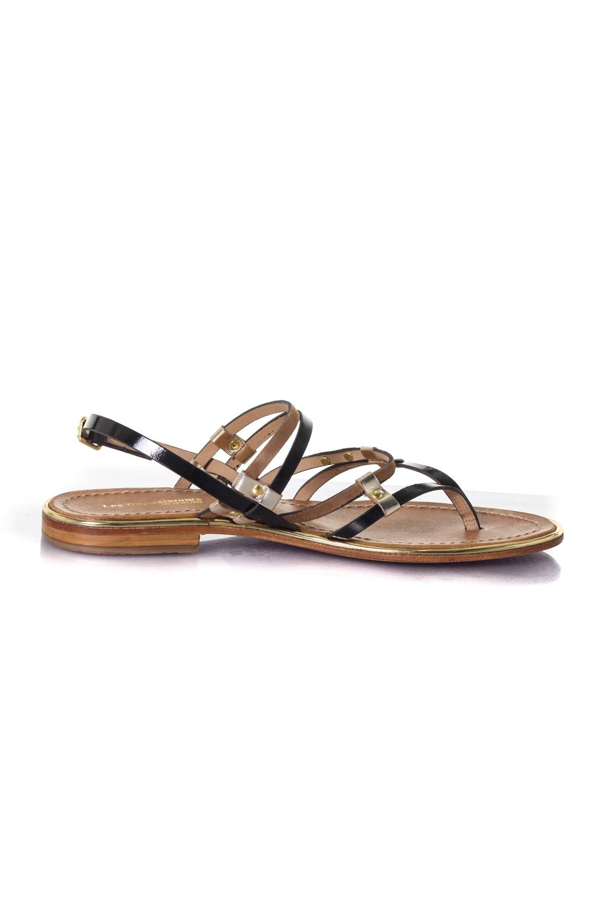 Black/brown flat sandal - Image n°2
