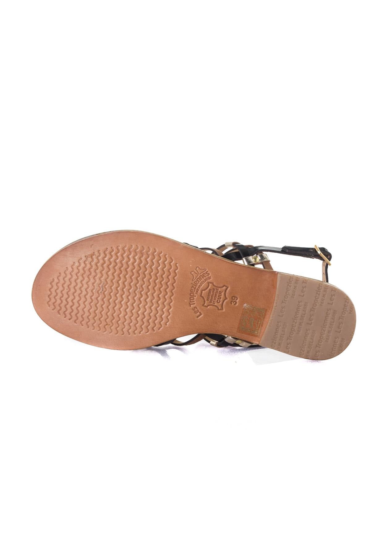 Black/brown flat sandal - Image n°3