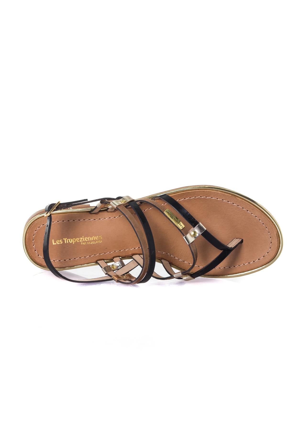 Black/brown flat sandal - Image n°4