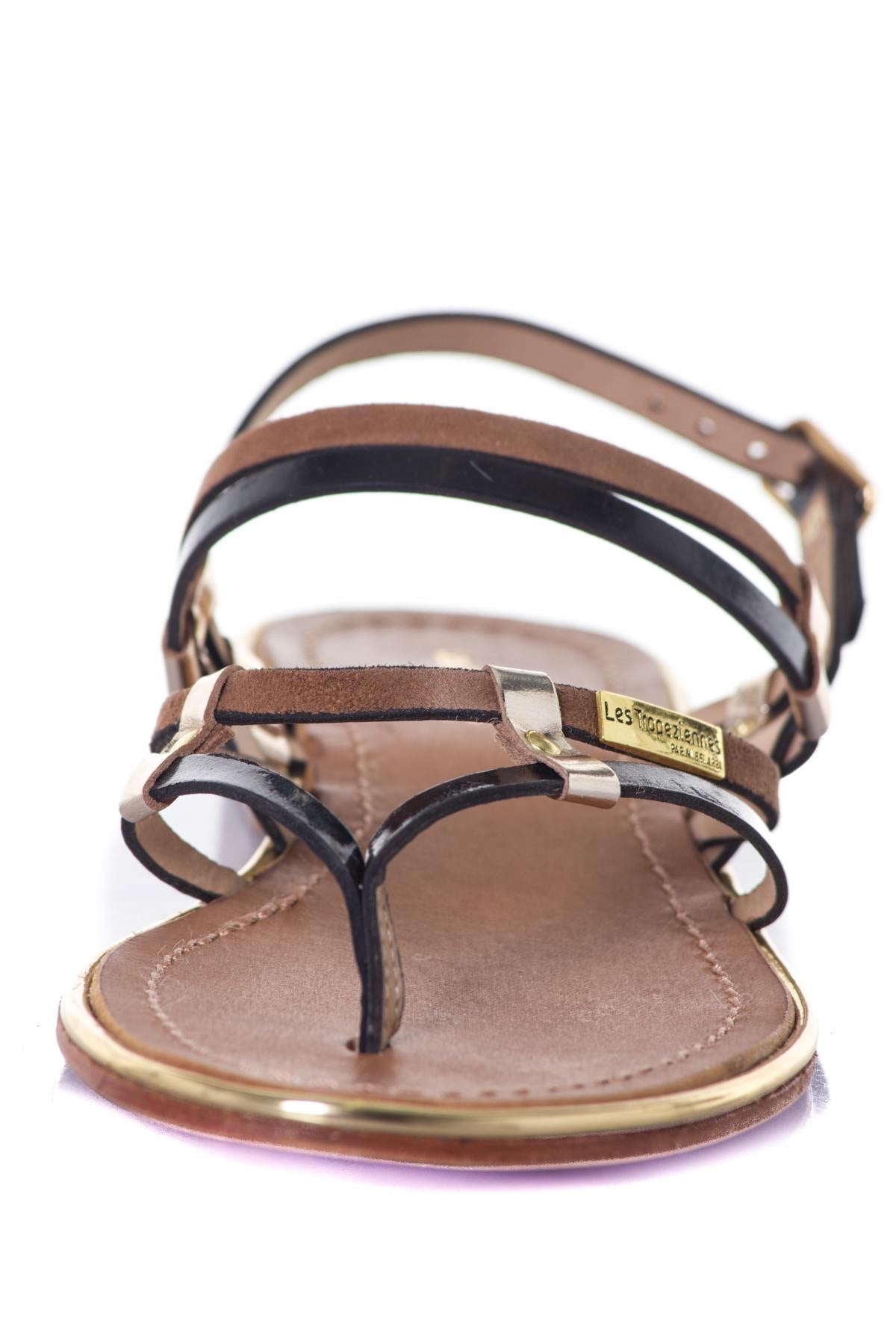 Black/brown flat sandal - Image n°5