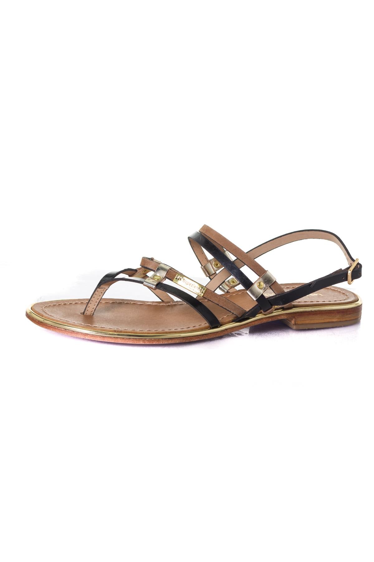Black/brown flat sandal - Image n°6