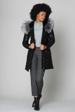 Lambskin leather jacket with detachable silver fox fur-trimmed hood. - Image n°3
