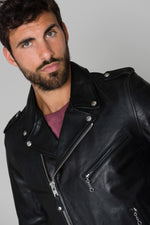 Thick vachetta leather, asymmetrical zip-Schott's LCICON2 Black. - Image n°7