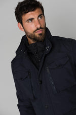 Navy blue nylon parka - Image n°7