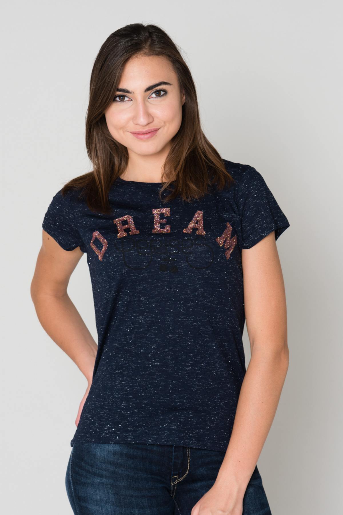  Navy blue glitter t-shirt - Image n°1