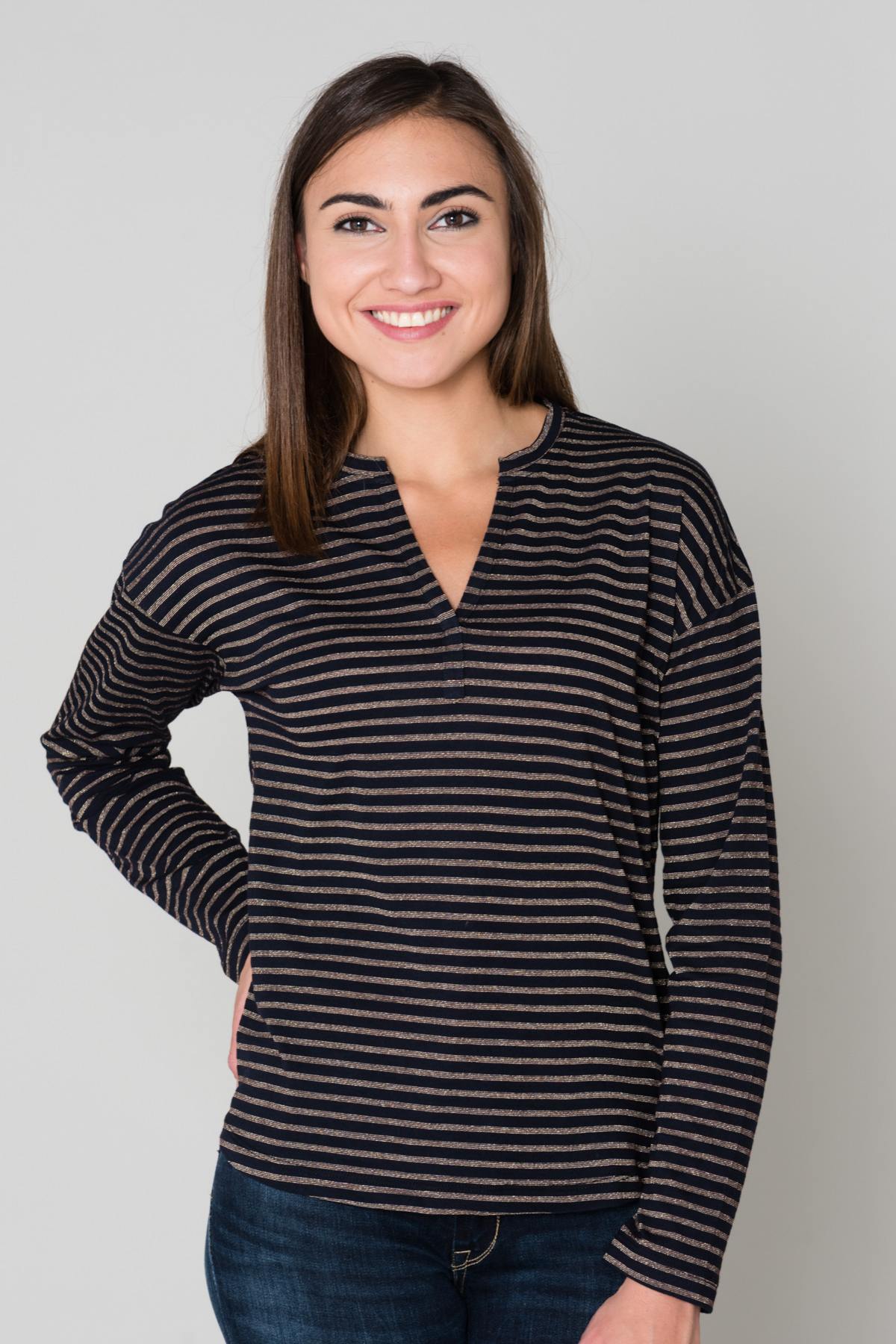 Striped V-neck T-shirt - Image n°3