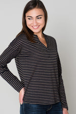 Striped V-neck T-shirt - Image n°1