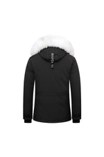 Men's black parka with white fur - Image n°11