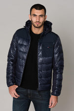 Blue bi-material jacket - Image n°6