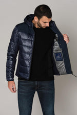 Blue bi-material jacket - Image n°7