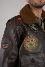 Schott's aviator-inspired lambskin bomber with detachable shearling collar.Warm, aged finish for timeless style. - Image n°2